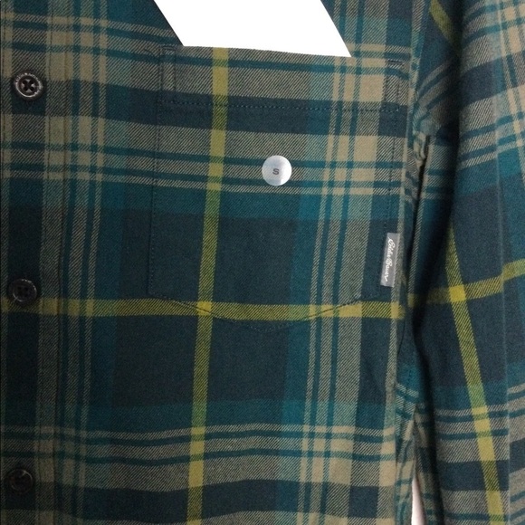 Men’s Eddie Bauer Small 34 - 36 Flannel Shirt Button Green Olive Long Sleeve NWT - Picture 6 of 12